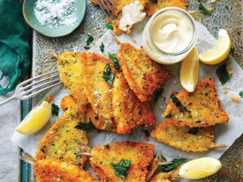 Parmesan-Crumbed Red Spot Whiting With Aioli