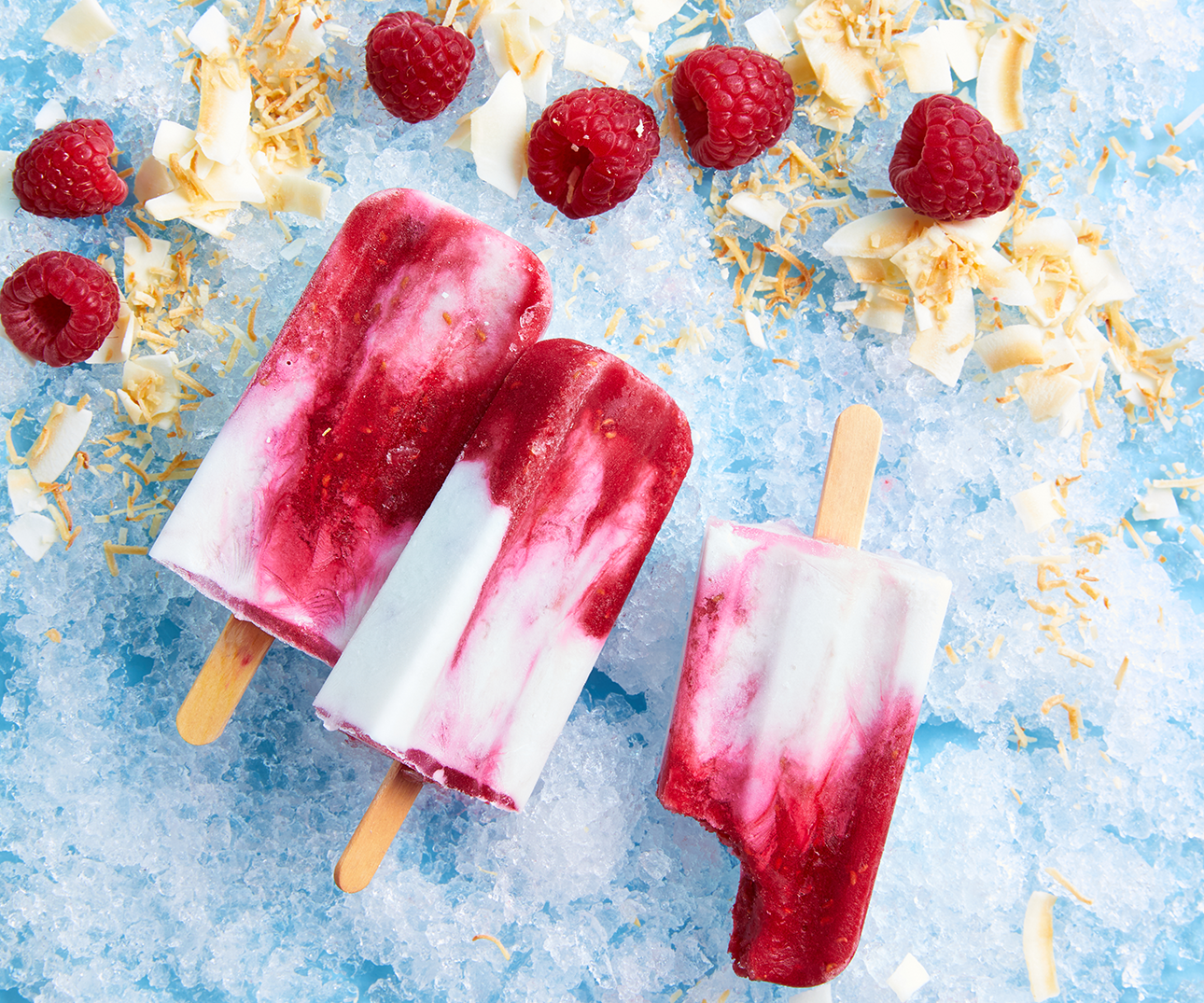 Raspberry And Coconut Swirl Popsicles