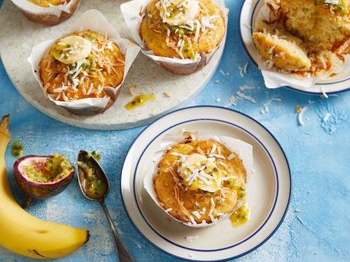 Banana, Passionfruit And Coconut Muffins