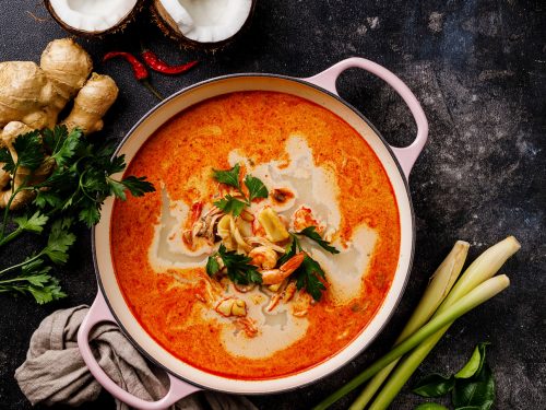 Spicy Coconut Tom Yum Soup With Prawns