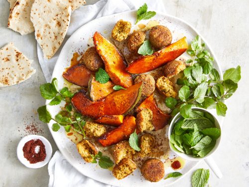 Falafel With Pomegranate Roast Pumpkin 
