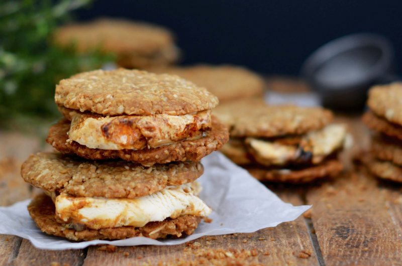 ANZAC BISCUIT AND BURNT FIG ICE CREAM SANDWICHES