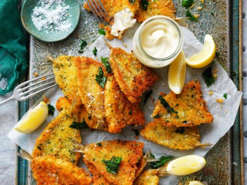 Parmesan-Crumbed Red Spot Whiting with Aioli