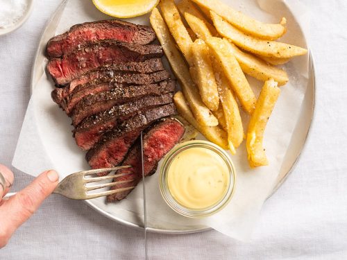 Oyster blade steak and chips