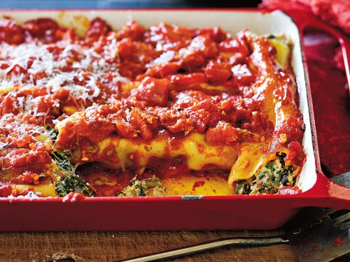 Three cheese and silverbeet cannelloni