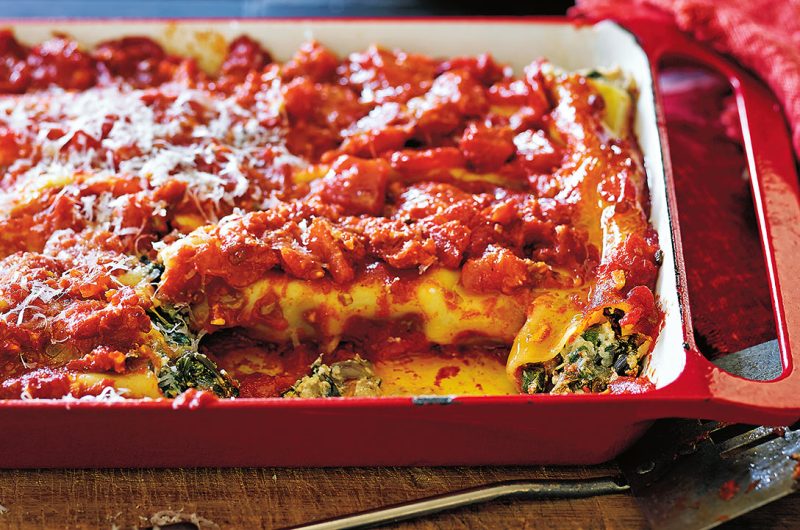 Three cheese and silverbeet cannelloni