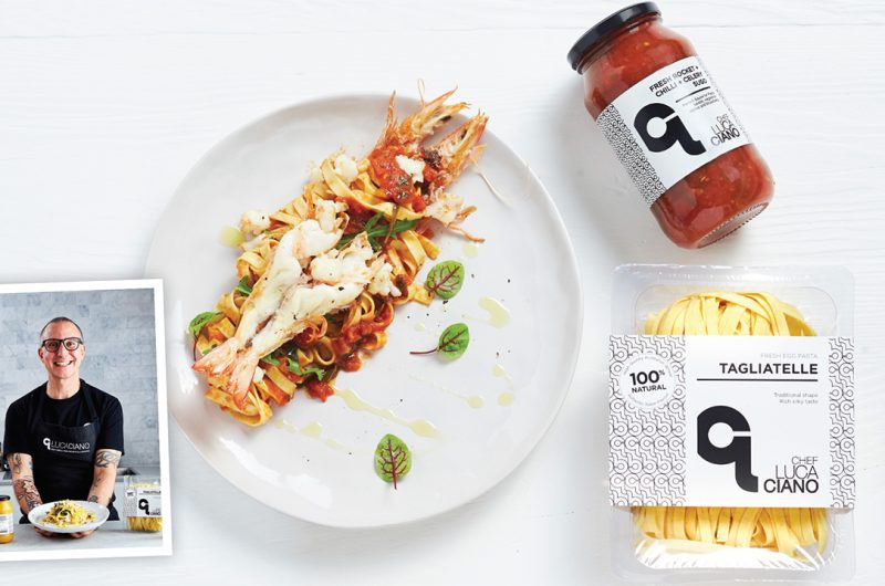Chef Luca Ciano's Tagliatelle with Prawns, Fresh Rocket, Chilli & Celery Sugo