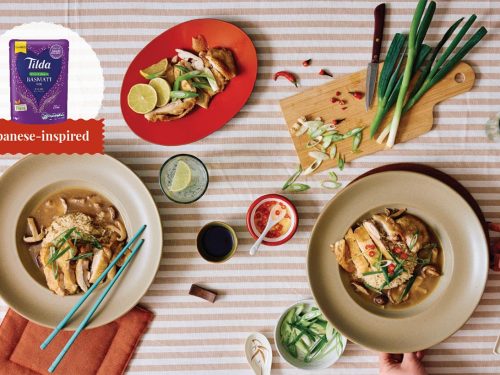 Tilda’s Crispy Chicken With Miso Mushroom Broth Rice Bowl