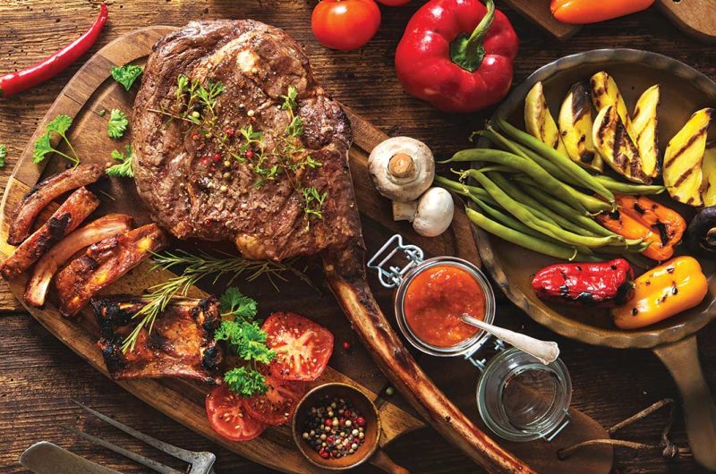 BBQ Tomahawk with Seasoned Charred Corn